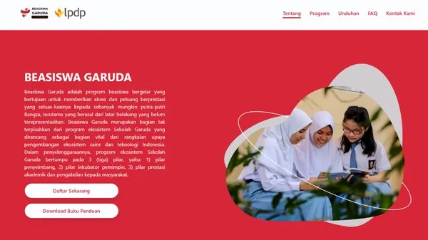 Program Beasiswa Garuda dari Kementerian Pendidikan Tinggi, Sains, dan Teknologi (Kemdiktisaintek) bekerja sama dengan Lembaga Pengelola Dana Pendidikan (LPDP) membuka peluang bagi siswa berprestasi kelas 12 SMA/SMK/MA untuk melanjutkan studi S1 di dalam dan luar negeri dengan pembiayaan penuh hingga lulus.