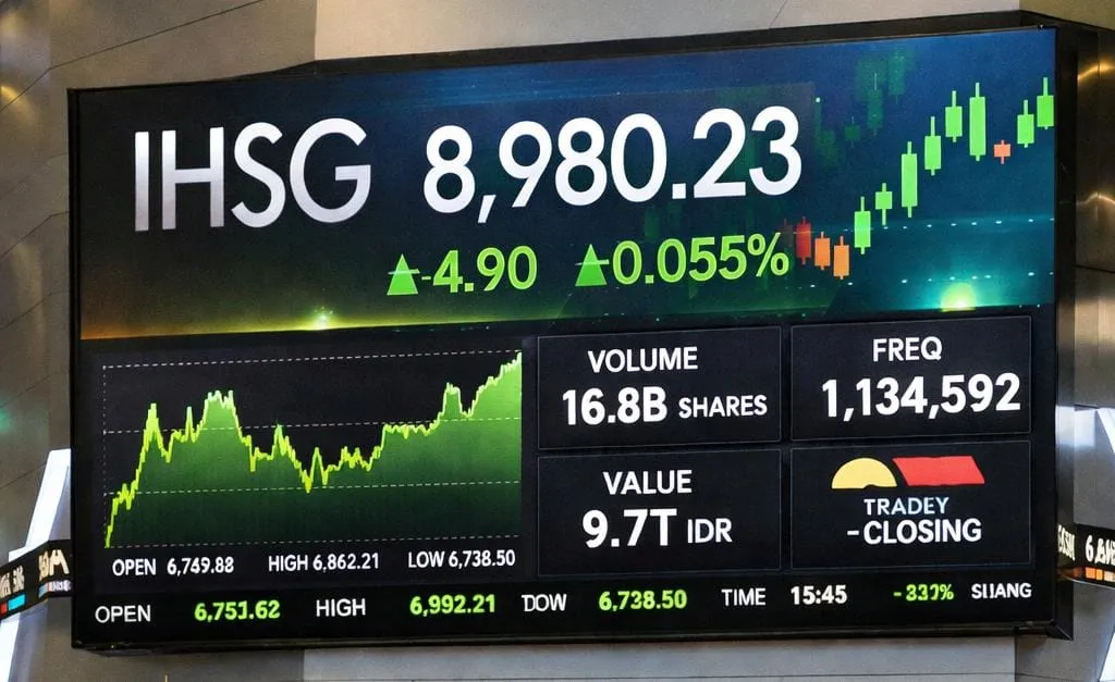 IHSG Naik 4,9 Poin, Bertahan di Zona Hijau (Ilustrasi)