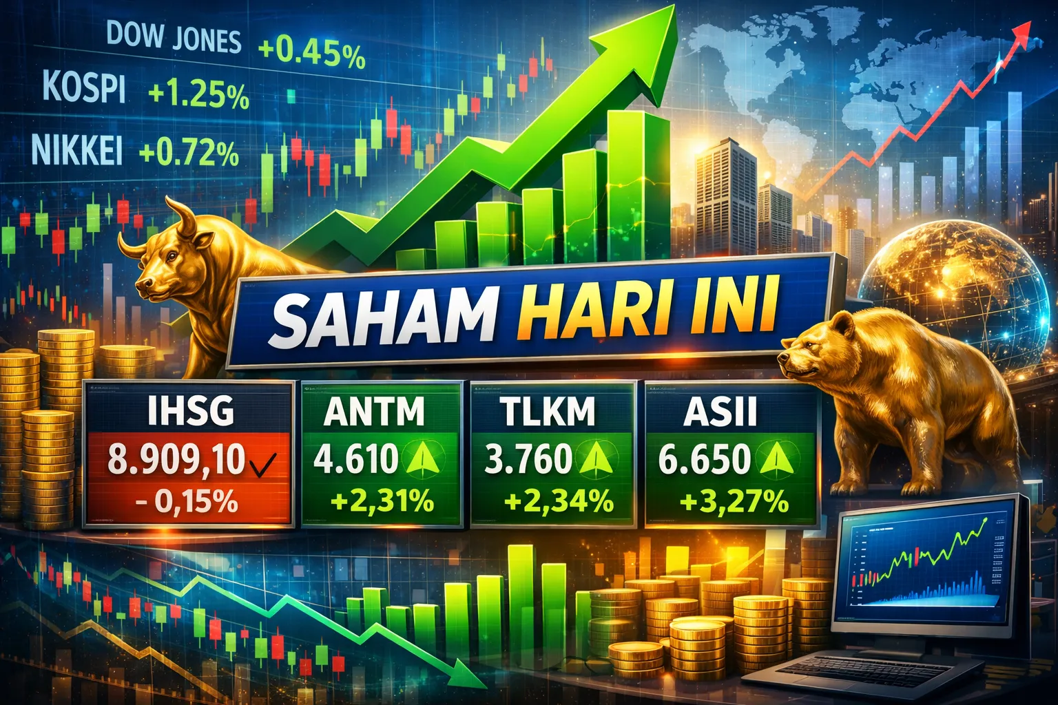 ANTM, TLKM, ASII Tampil Kuat di Tengah IHSG Hari Ini (Ilustrasi)