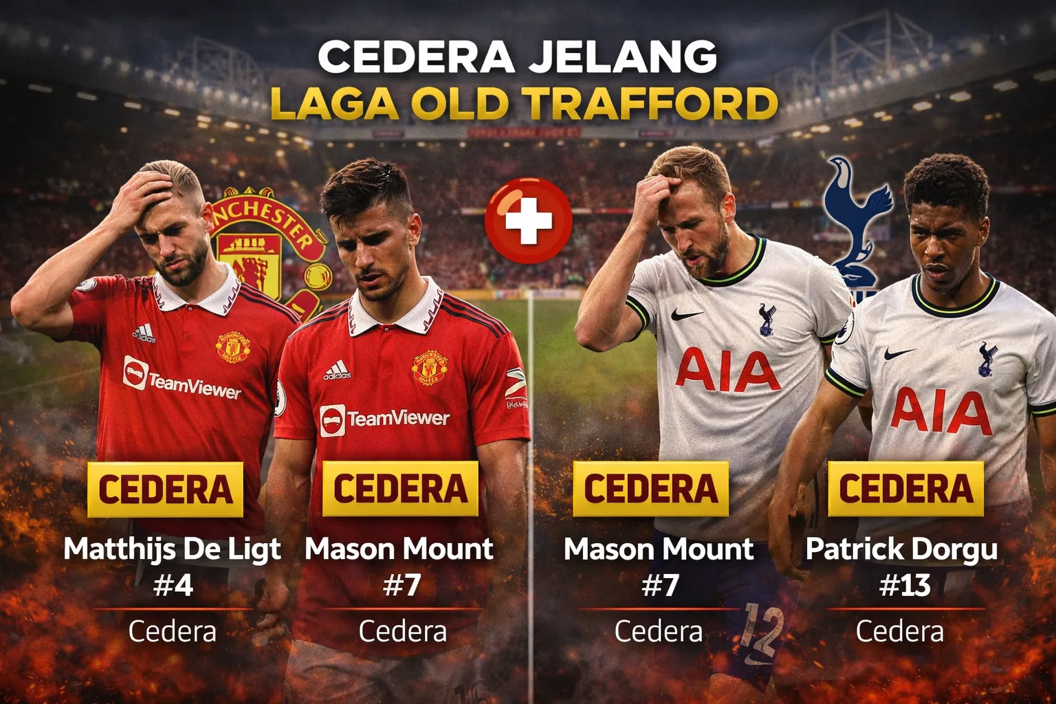 Cedera Pemain Kunci Hantam MU dan Tottenham Jelang Laga Besok (Ilustrasi)