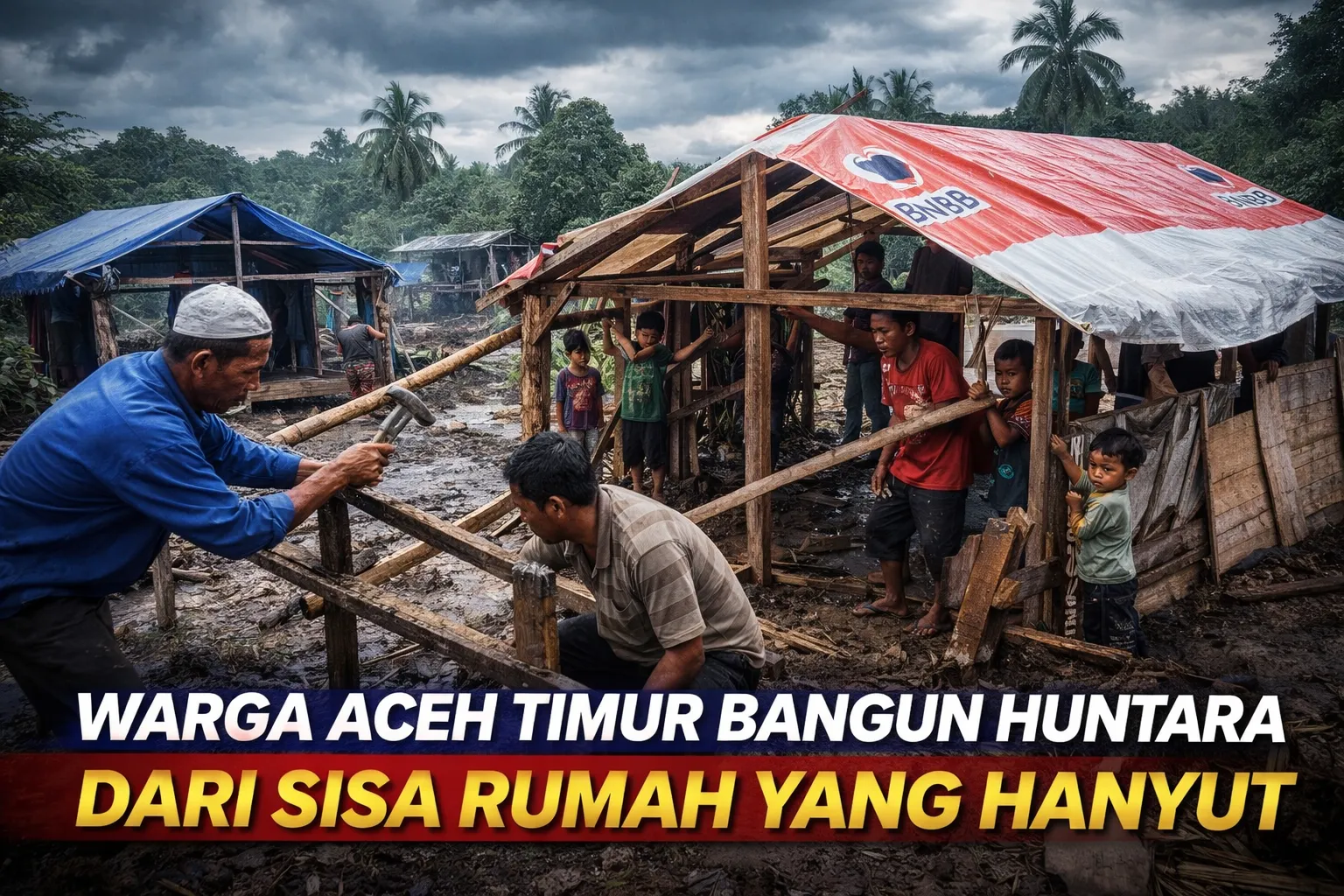 Menolak Menunggu, Warga Aceh Timur Dirikan Huntara dari Sisa Rumah yang Hanyut (Ilustrasi)