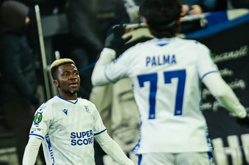 Pemain FC Noah dan Lech Poznań merayakan kemenangan atas AZ Alkmaar dan KuPS Kuopio pada leg pertama play-off babak 16 besar UEFA Europa Conference League, Kamis (19/2/2026) waktu setempat.