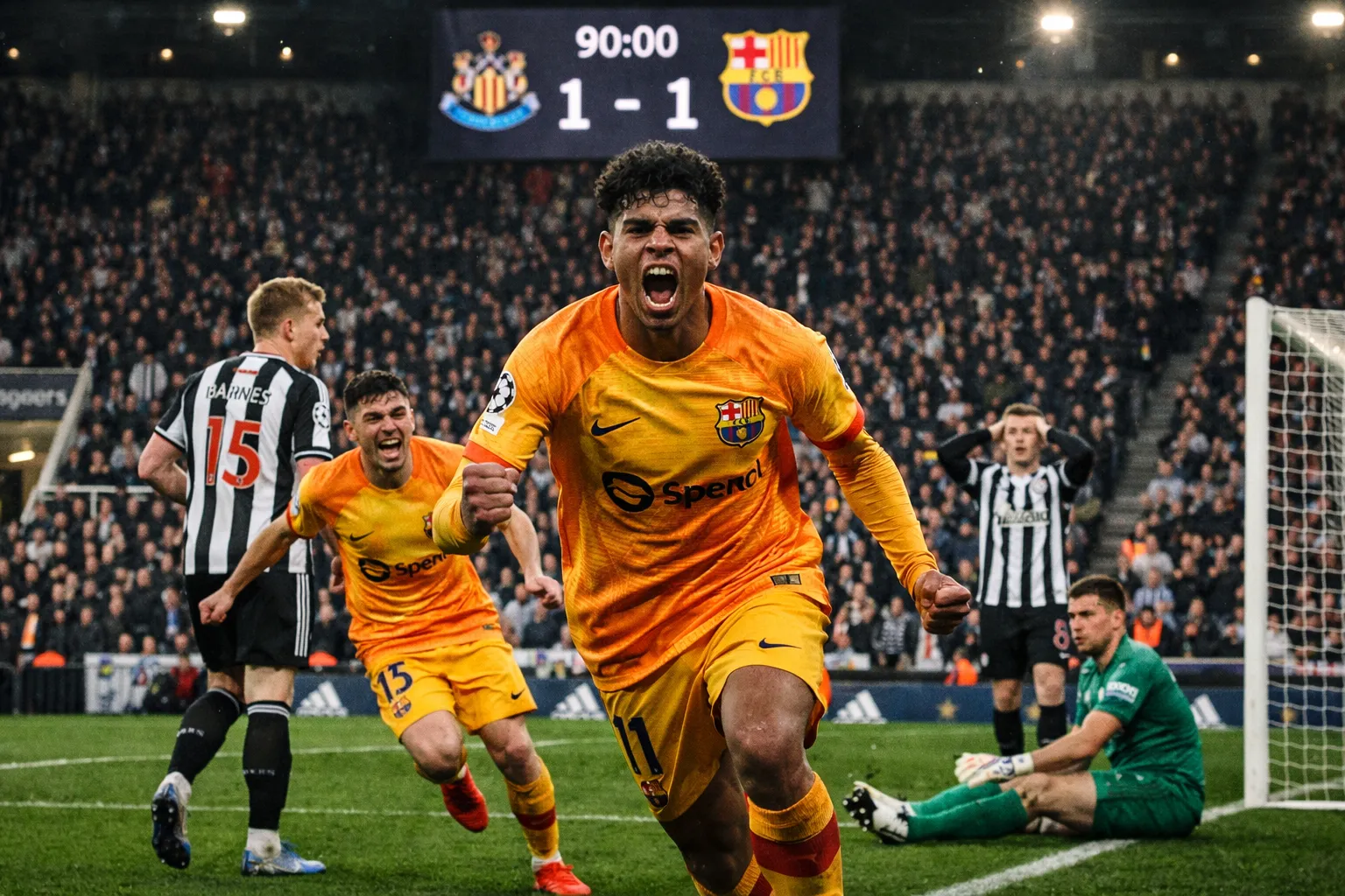 Gol Penalti Lamine Yamal di Menit Akhir Selamatkan Barcelona! Newcastle Nyaris Bikin Raksasa Spanyol Tumbang (Ilustrasi)