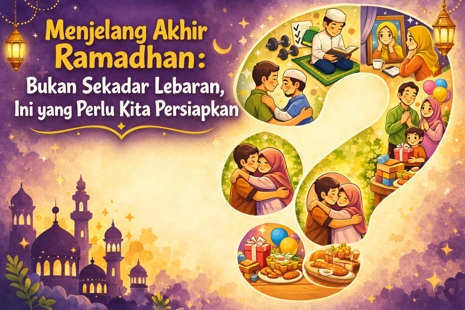 Menjelang akhir Ramadhan, umat Muslim diingatkan untuk tidak hanya fokus pada persiapan Lebaran, tetapi juga memperbanyak ibadah, menunaikan zakat fitrah, dan memaksimalkan amalan di malam-malam terakhir Ramadhan. 🌙