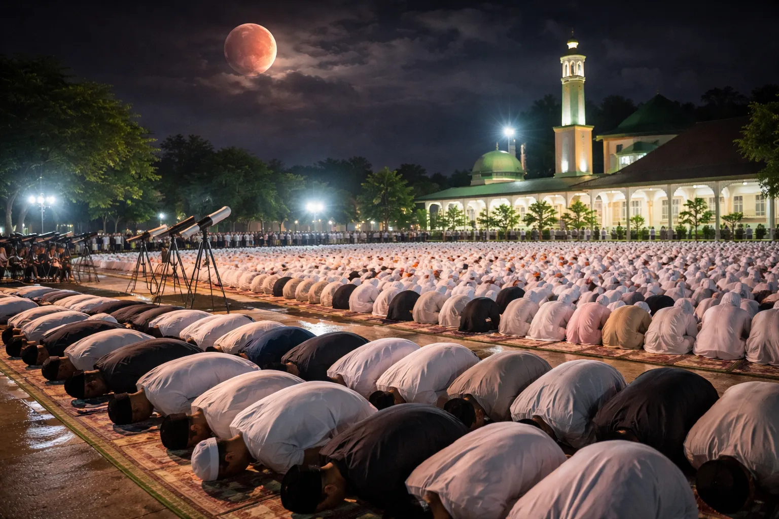 Langit Ramadan Bergetar, Santri Al Manar Tundukkan Malam dalam Shalat Gerhana (Ilustrasi)